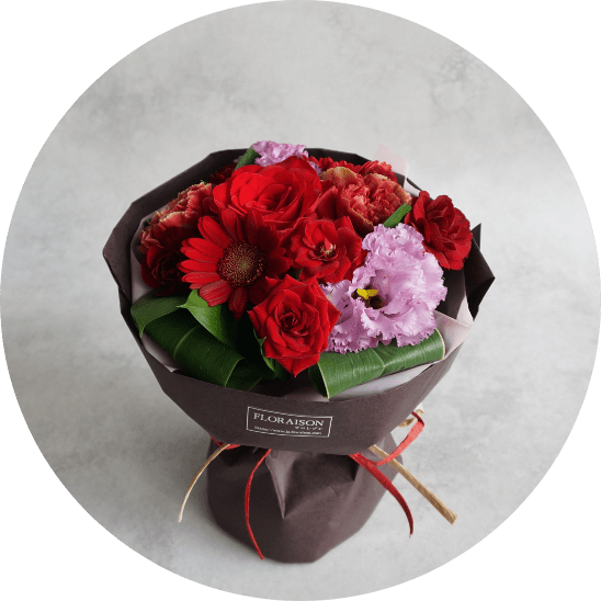 関西化工のフラワーショップの花瓶のいらない花束